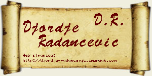 Đorđe Radančević vizit kartica